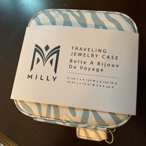 Milly Traveling Zipper Jewelry Case Blue Zebra Print